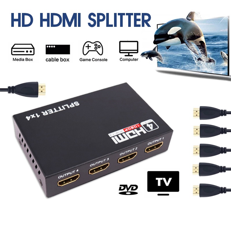 กล่องฮับสวิตช์ Hdmi 1080p 1X4 พอร์ต 4K Hdmi พร้อมพาวเวอร์ซัพพลาย