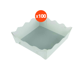 โปรโมชั่น : SRCถาดกระดาษ กล่องกระดาษFoodgradeแพ็ค100 สีขาว ไม่พิมพ์ลาย