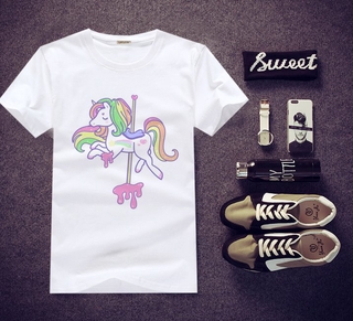 เสื้อยืดสกรีนลาย Unicorn ใส่สบายๆ ไม่ยืด ไม่ย้วย