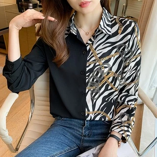 เสื้อเชิ้ตแฟชั่นผู้หญิง สีดำ ลายทาง มีขนาดสาวอวบ อก 48 46 42 40 38 36 ทูโทน