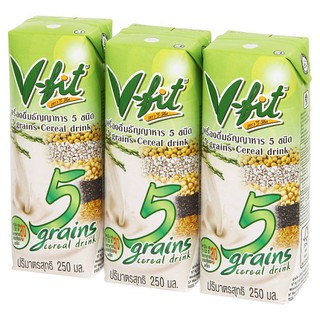 ✨นาทีทอง✨ วี-ฟิท เครื่องดื่มธัญญาหาร 5 ชนิด 250มล. x 3 กล่อง V-Fit 5 Cereal Drink 250 ml. X 3 boxes