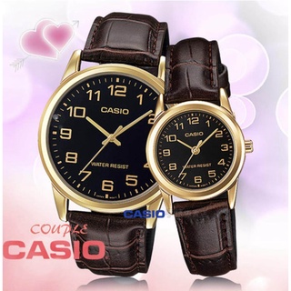 นาฬิกา รุ่น MTP-V001GL/LTP-V001GL นาฬิกาคู่รัก Casio  รุ่น MTP-V001GL-1B และ LTP-V001GL-1B นาฬิกาสายหนังสีน้ำตาล