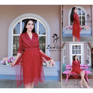 ชุดเซ็ต 3 ชิ้น (4XL) 🏷Love Lady เซทสีแดง เซทกระโปรง ชุดออกงาน Love lady