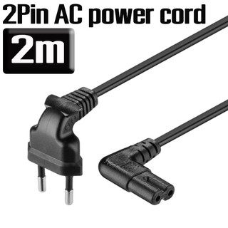 สาย AC Power  แบบ 2Pin สีดำ ยาว 2m AC power cord EU type right angled 90 degree for Digital products, home appliances