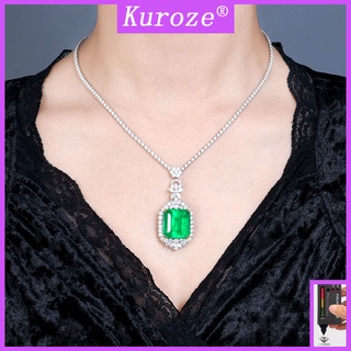 [Kuroze] ใหม่ สร้อยคอ จี้เพชรมรกต ทรงสี่เหลี่ยม สีเขียวมรกต หรูหรา