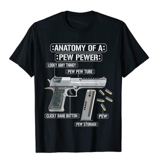 เสื้อยืดผ้าฝ้ายเสื้อยืดลําลอง ผ้าฝ้าย แขนสั้น พิมพ์ลาย Anatomy Of A Pew Pewer Ammo Gun 3D สําหรับผู้ชายL XL  XXL 3XL