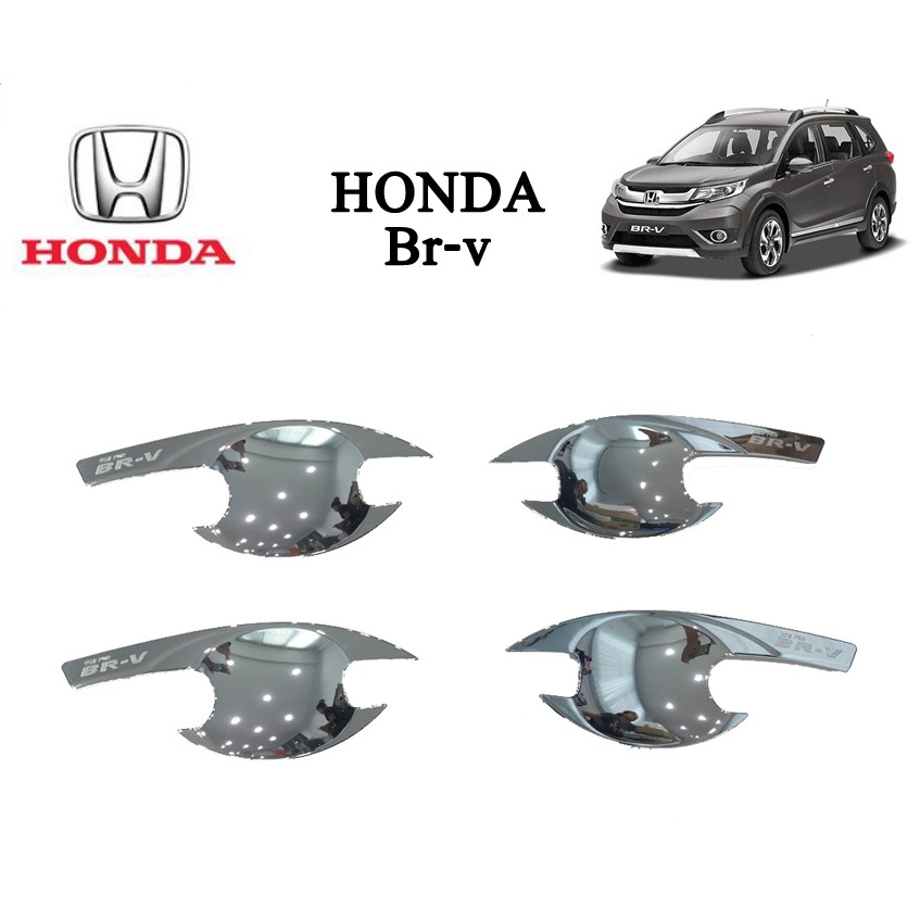 เบ้ารองมือเปิด,เบ้ากันรอย,เบ้ามือจับประตู Honda BR-V 2016-2019 สีชุบโครเมี่ยม