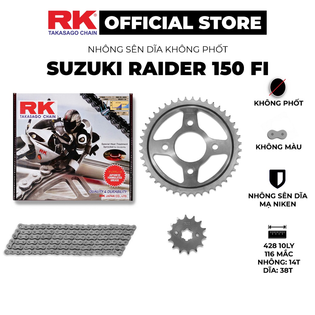 Rk Takasago โซ ่ RK Disc Sprocket สําหรับ Suzuki Raider 150 Fi รถจักรยานยนต ์ 10 ซีลยางถ ้ วยเหล ็ ก