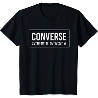 เสื้อยืดอินเทรนด์ผู้ชายอินเทรนด์ผู้หญิงเสื้อยืด ผ้าฝ้ายแท้ พิมพ์ลาย CONVERSE TX TEXAS Funny City Coordinates Home Roots