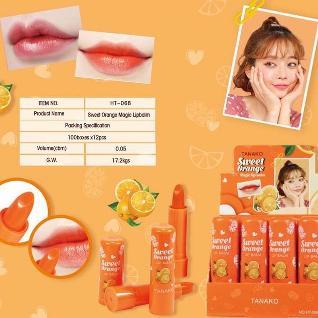 HT-068 TANAKO ลิปมันเปลี่ยนสี Sweet Orang ลิปมัน ลิปมันบำรุงปาก กลิ่นส้ม