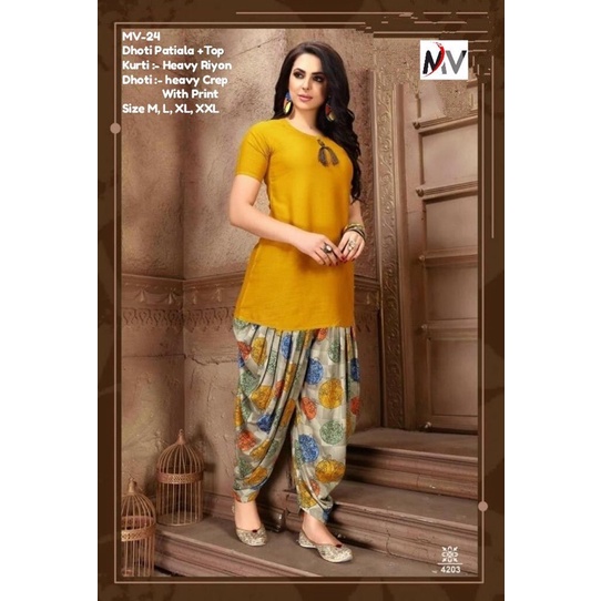 New Lonching Party Wear kediya Top With Dhoti Patiala*