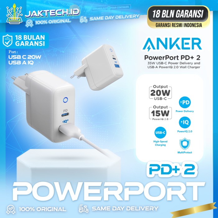 Anker PowerPort II PD+ 2wall หัวชาร์จ USB Type C USB A