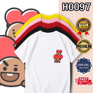 เสื้อยืดสีขาวผู้ชาย - 🌈หุ้นท้องถิ่นH0097หัวใจสีแดงBTSCHOOKYน่ารักCHIBIKPOPเกาหลีสไตล์เสื้อยืดโรงงา