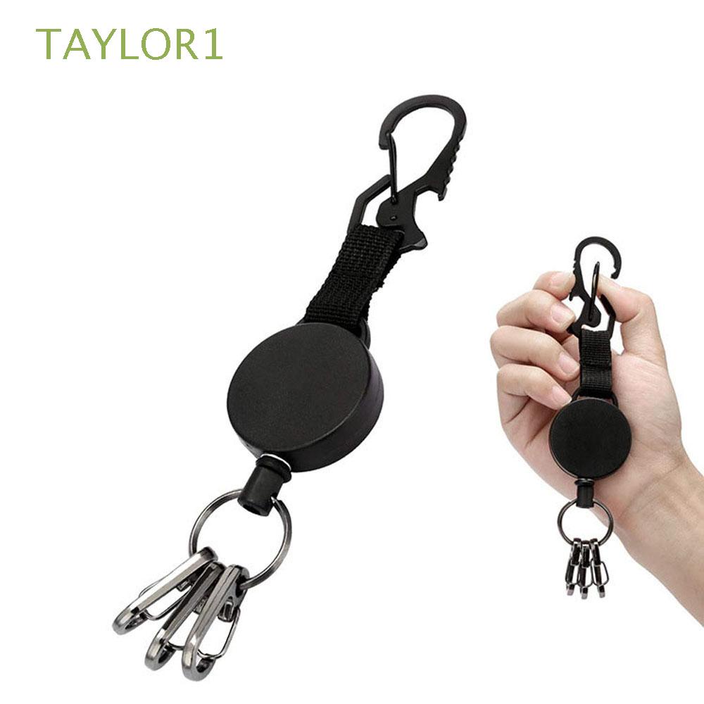 TAYLOR1 Camping Badge Reel Clip Wire Rope Key Ring Clips Keychain Name