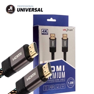 HDMI JiConext สายถัก HDMI 1.8 เมตร V. 2.0 UNIFLEX  อินเตอร์เฟซมัลติมีเดียความละเอียดสูง ความละเอียด 4K Ultra HD