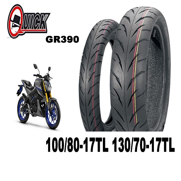 ยางนอกมอเตอร์ไซค์ขอบ17 100/80-17&130/70-17(หน้าหลังยางนอกไม่ใช้ยางใน) Quick GR390