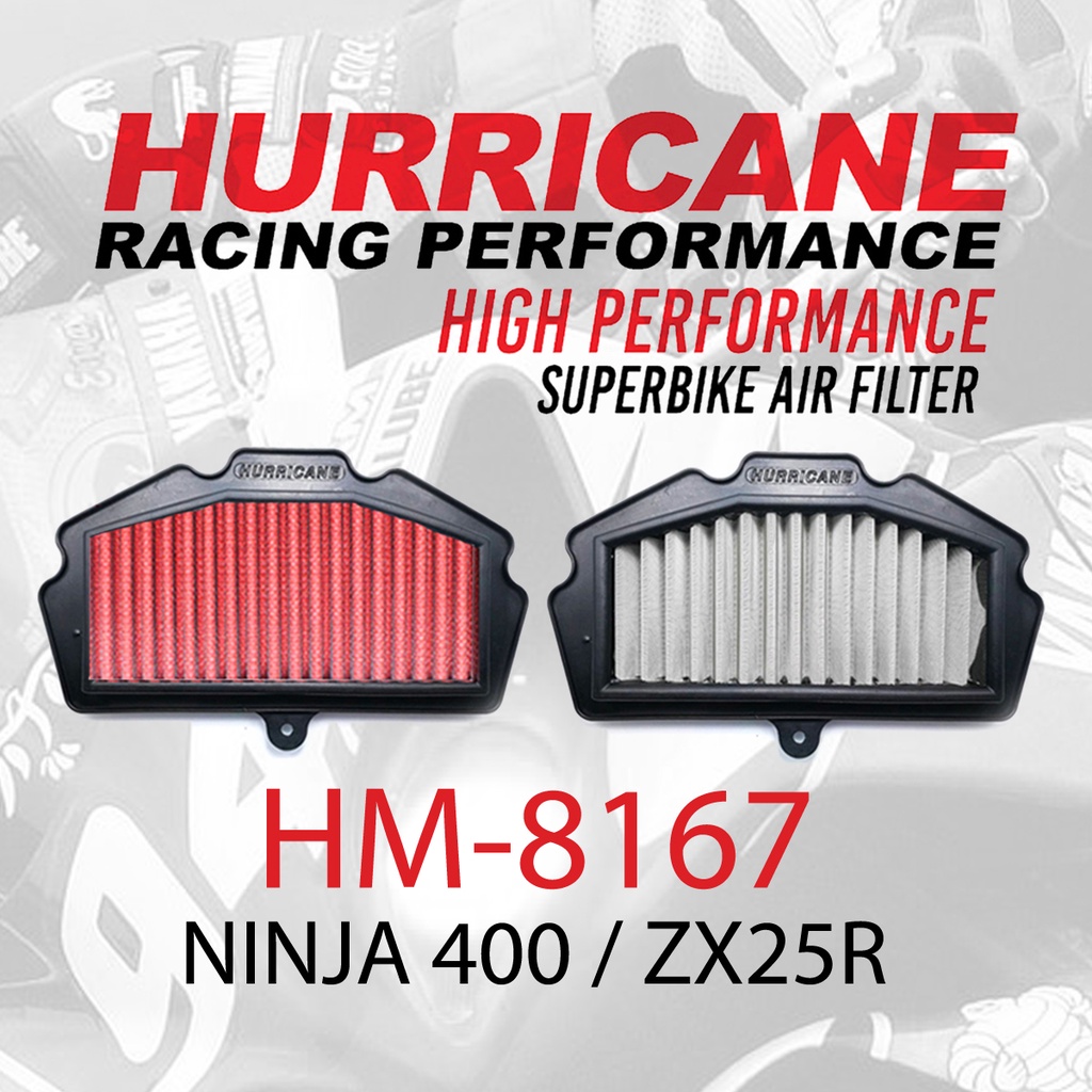 HM-8167  Air filter NINJA 400 / ZX25R กรองอากาศรถแต่ง Hurricane แท้ 100%