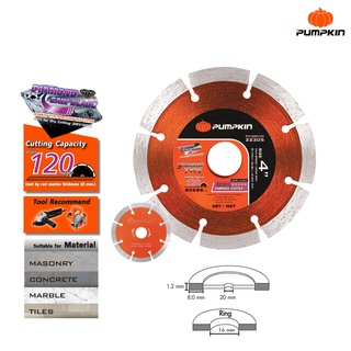 PUMPKIN พัมคิน - ใบตัดเพชร SEGMENT TYPE GENERAL PURPOSE ขนาด 4 นิ้ว รุ่น PTT-SEG105