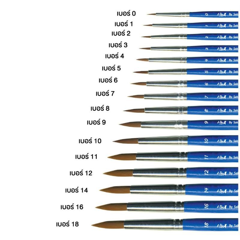 เบอร์ 0 - 18 พู่กันสีน้ำ Watercolour Brush รุ่น i-Paint  (sakura)