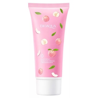 โฟมล้างหน้าพีชชมพู หน้ากระจ่างใส ผิวเนียนนุ่ม หลังล้างหน้า Bioaqua Peach Amino Acid Cleanser 100g.