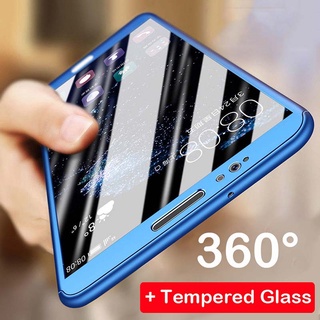 Huawei Y6 Y6Pro Y9 Y9Prime Y7 Y7Pro Y5 2019 Y5 Y7 Y9 2018 360 ป้องกันเต็มรูปแบบ แข็ง บาง กันกระแทก เคส + กระจกนิรภัย