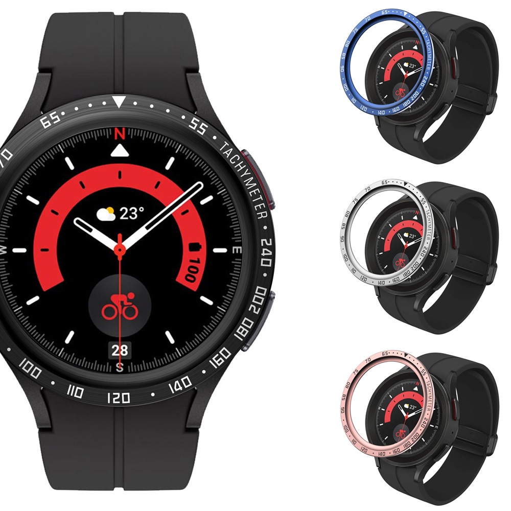 กรอบโลหะ สําหรับ Samsung Galaxy Watch 5 Pro 45 มม. ฝาครอบสมาร์ทวอทช์ กีฬา เคสกาว แหวนกันชน #E