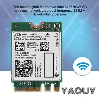 2 Dual + Wireless-AC Intel3165 433M Lenovo Bluetooth4 Card 3165NGW Band 11AC For NGFF/M2 802