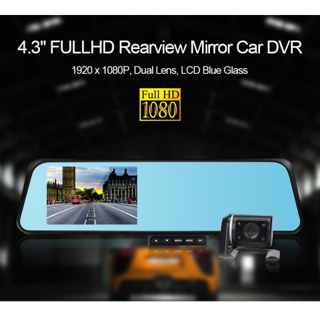 BLACKBOX กล้องติดรถยนต์ กระจกกล้องหน้าหลัง FULL HD 1080