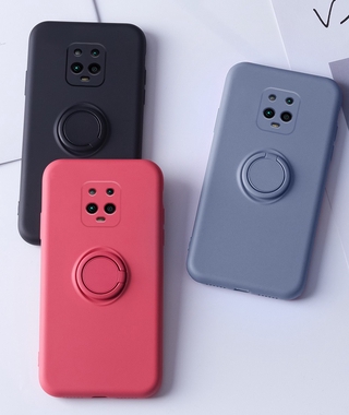 Jelly Liquid Silicone เคส Redmi Note 9S เคสซิลิโคน Redmi Note9 Pro Soft Case With Ring Holder Lens Protect Xiaomi Redmi เคสโทรศัพท์ แบบนุ่ม