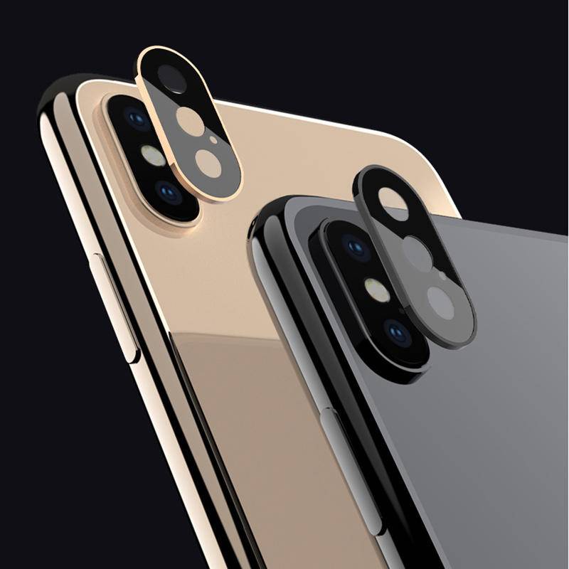 สําหรับ iPhone X XS XR XsMax ตัวป้องกันเลนส์กล้องด้านหลัง กระจกนิรภัย พร้อมแหวนโลหะ ด้านหลัง ตัวป้องกันเลนส์กล้อง อะไหล่
