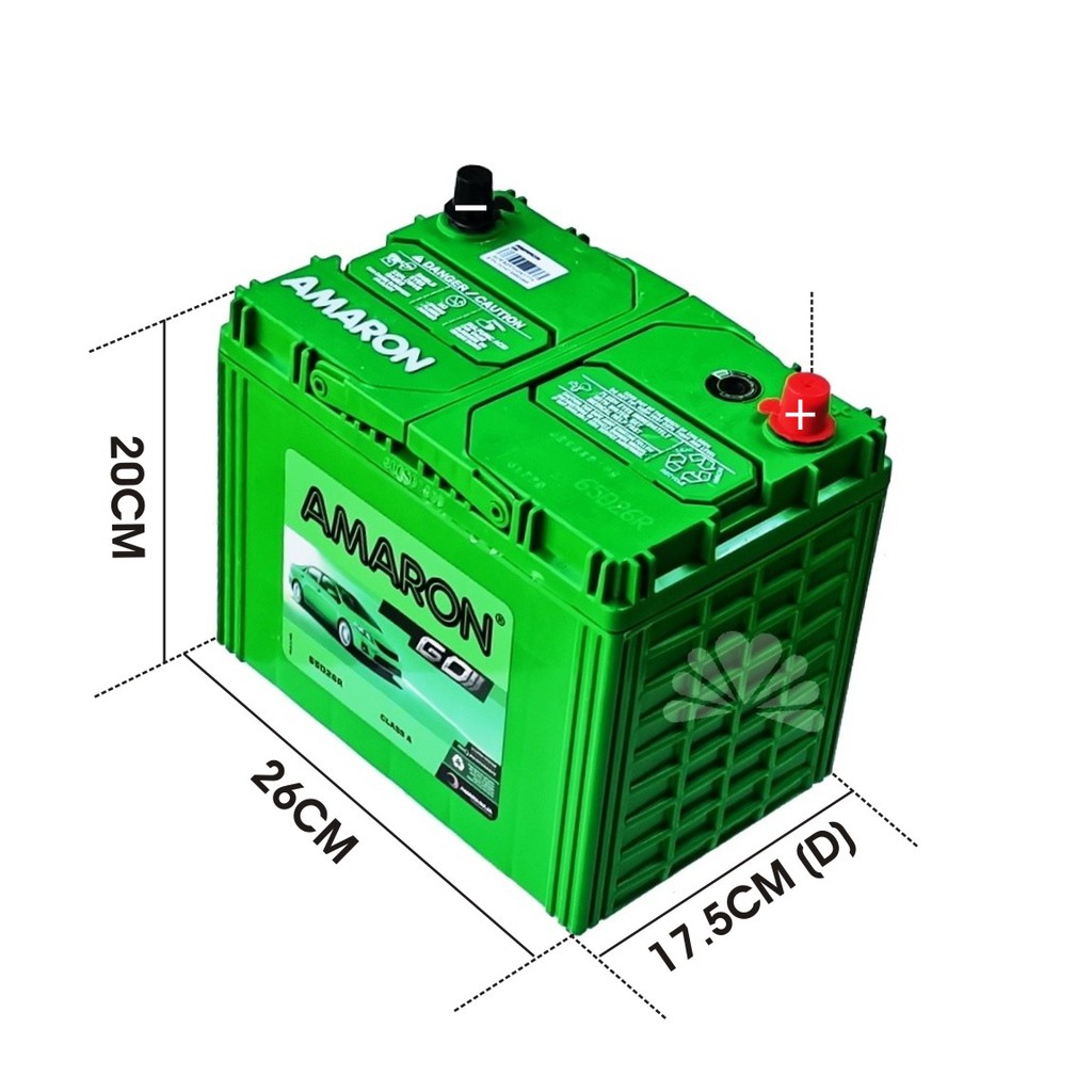 แบตเตอรี่ AMARON รุ่น 65D26R GO ใช้ได้รถเก๋ง และรถกระบะดีเซล ขั้วซ้าย (R) มีความคงทนและ CCA สูง ** ม