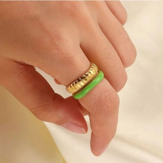 Ps Treasure green drop ring ( freesize )