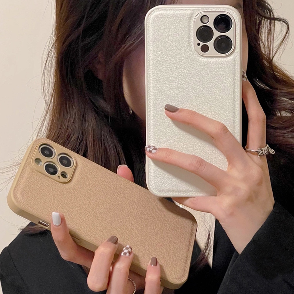 เคสโทรศัพท์มือถือหนังเทียม แบบนิ่ม ผิวด้าน กันกระแทก สีกากี สําหรับ IPhone 11 12 13 Pro XS Max XR X 7 8 Plus