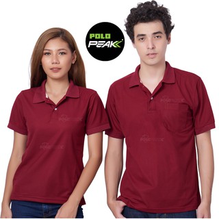 เสื้อโปโลสีแดงเลือดหมู สีล้วน polopeak