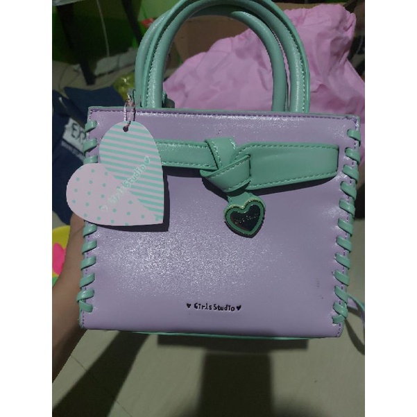 กระเป๋า เกิร์ลสตูดิโอ Girls Studio สีม่วงเขียว