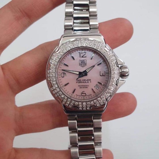 Tag Heuer Formula1 Boysize* เพชรแท้ 120 เม็ด หน้าชมพูมุก