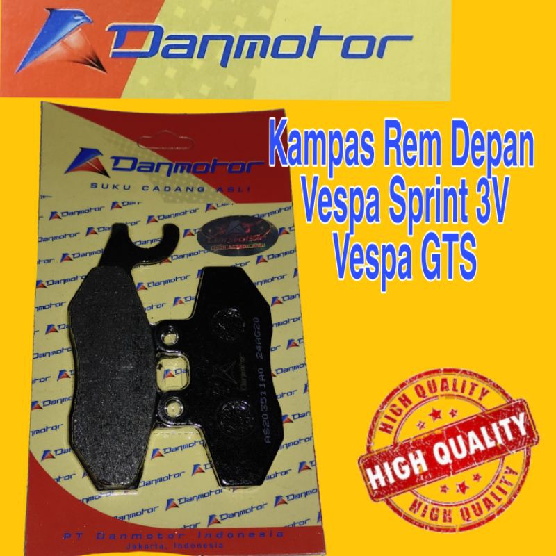 ผ้าเบรคหน้า Vespa Sprint 3V iget abs, Vespa GTS, Primavera iget abs, Liberty DANMOTOR BRAND