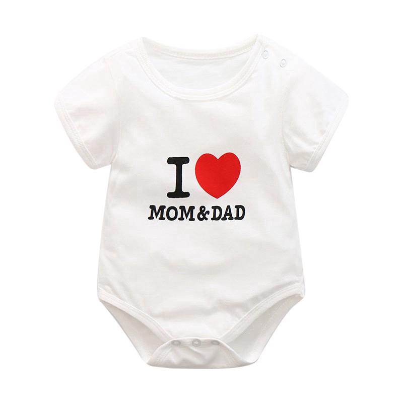 【12.12-มีดีลอีกเพียบในร้าน】ชุดรอมเปอร์แขนกุดลายการ์ตูน I LOVE MOM &amp; Baba สำหรับเด็ก