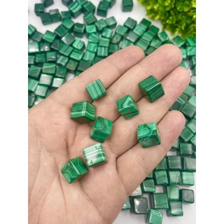 Natural Malachite Cube 10 mm x 10 mm AAA Quality Malachite Cube for making jewelry with Half Drill on the Top