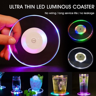 LED Coaster ถ้วยผู้ถือแก้วขาตั้งอะคริลิคบาร์ค็อกเทลโคมไฟห้องครัวอุปกรณ์เสริมสำหรับ Home Bar Party