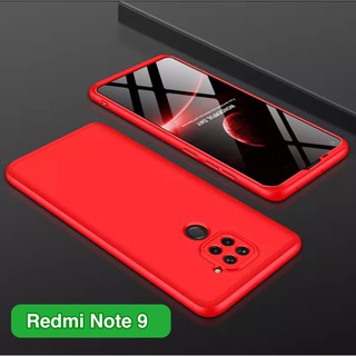 Case Redmi Note 9 เคสเรดมี เคสประกบหน้าหลัง แถมฟิล์มกระจก1ชิ้น เคสแข็ง เคสประกบ 360 องศา สวยและบางมาก สีดำ สีแดง