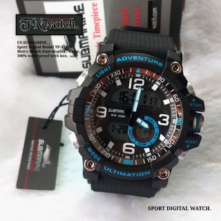 US submarine SPORT DIGITAL รุ่น TP-3195M นาฬิกาผู้ชายจับเวลาบอกวันที่กันน้ำ100%พร้อมกล่อง สีดำ