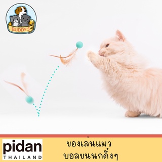 Pidan ของเล่นแมว ลูกบอลติดขนนก (แพค 3 ชิ้น)