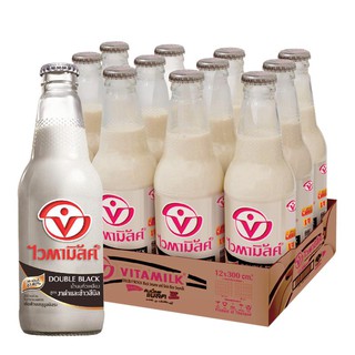 Vitamilk TO GO D-BLACK 300 ml. pack. 12 bottle. Free Banana family Banana snack seaweed flavor 100 g.