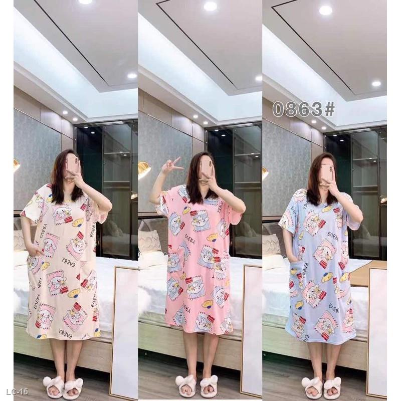 ♈ชุดนอนกระโปรงไซต์ใหญ่ 6XL มีกระเป๋า