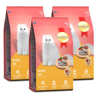 อาหารแมว รสปลาทู สำหรับแมว อายุ1ปีขึ้นไป 3กก. (3 ถุง) Smartheart Mackerel for Adult Cat 3 kg (3 bags)