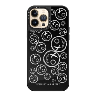 Casetify X:ORDINARY White Smiley Logo 13Promax Compatible Mirror Case  สี: Black on Black [13PM สินค้าพร้อมส