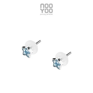 NooYoo ต่างหูสำหรับผิวแพ้ง่าย Star Crystal Surgical Steel (สีขาว/สีฟ้า)