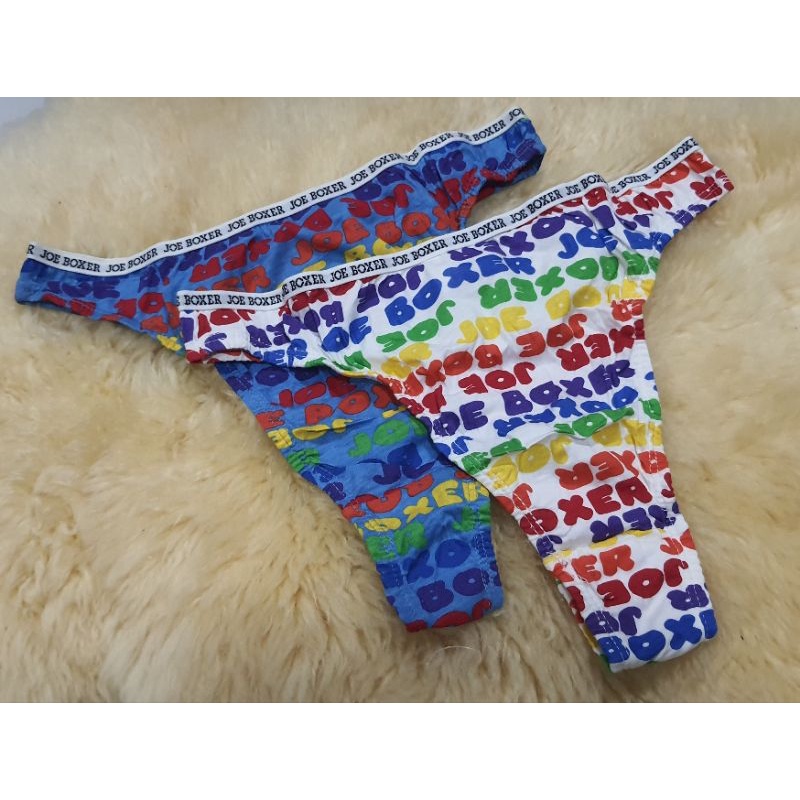 จีสตริง เอวสูง Joe Boxer size S M L ของแท้ 100% พื้นฟ้า ลายตัวหนังสือ JOE BOXER สีสดใส #จีสตริง #จีส