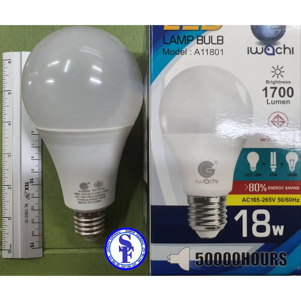 หลอดไฟLED Iwachi ขั้วเกลียว E27 เดไลท์18W 1700lm มาตรฐาน มอก.